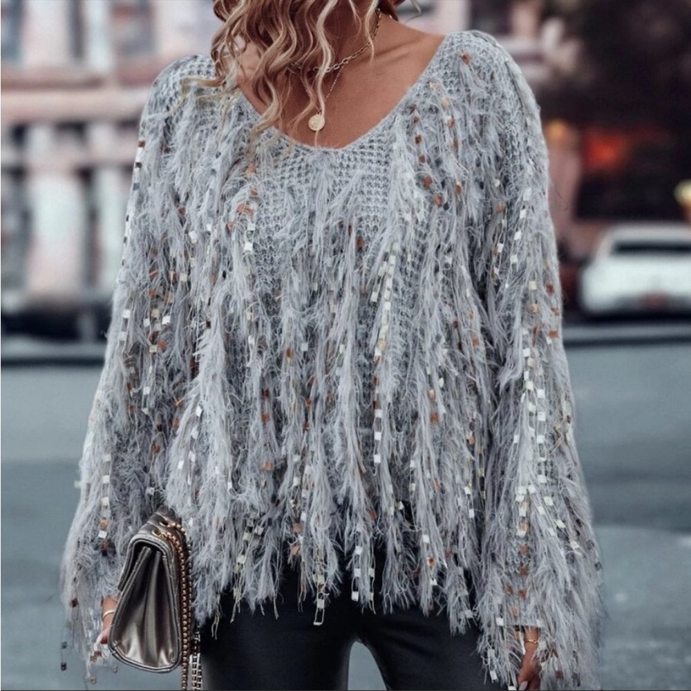 Casual Grey Pullover Sweater